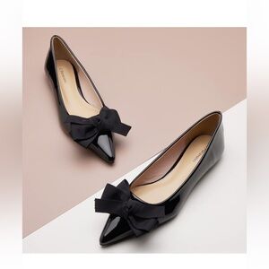 C. Paravano Women’s Black Patent Leather Pointed Toe Flats.  New in Box